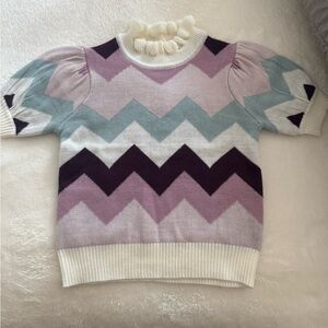 Janie and Jack Chevron Patterned Sweater with Ruffled Collar